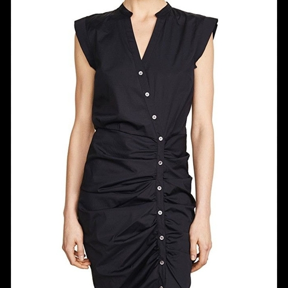 Veronica Beard Dresses & Skirts - Veronica Beard Black Button-Down Ruched Shirt  Dress